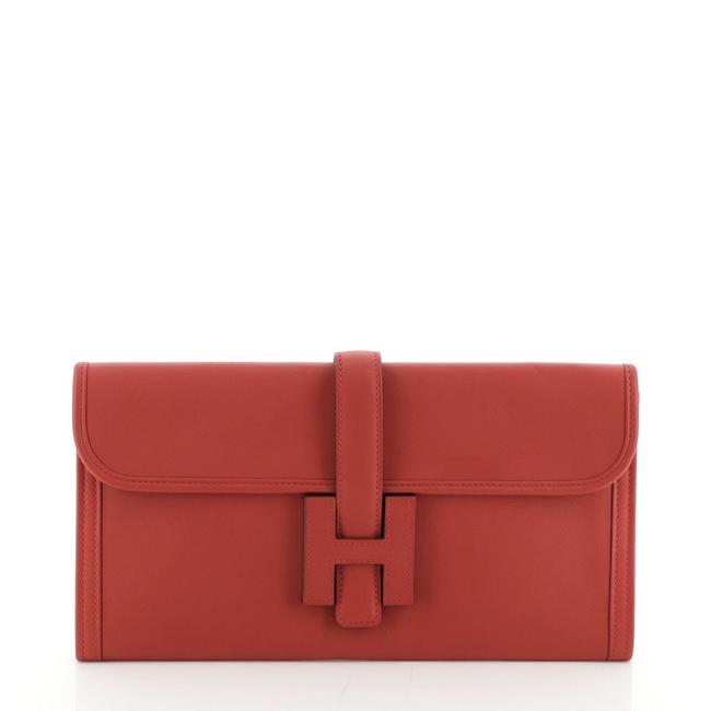 Hermes Jige Elan Swift 29 Red Leather Clutch