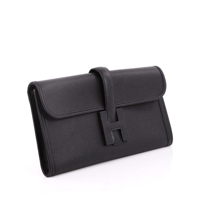 Hermes Jige Elan Swift 29 Black Leather Clutch