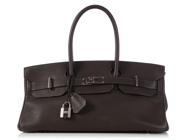 Hermes JPG Shoulder Birkin 42 Clemence Ebene Brown Leather Satchel