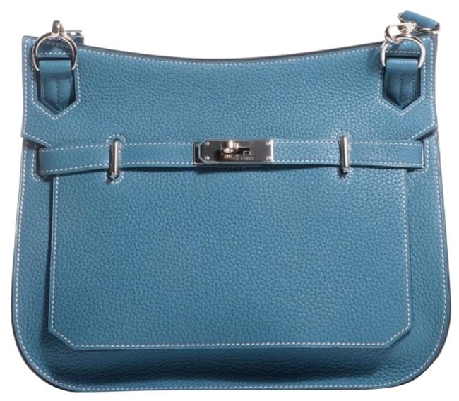 Hermes Jypsiere 2014 Blue Clemence Cross Body Bag