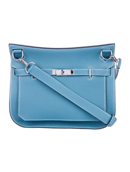 Hermes Jypsiere 28 Blue Clemence Cross Body Bag