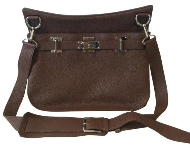 Hermes Jypsiere Chocolate Brown Leather Cross Body Bag
