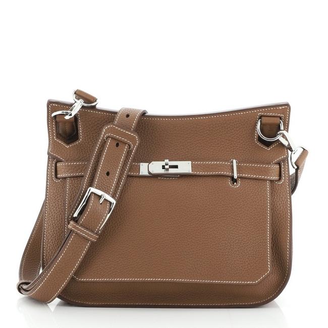 Hermes Jypsiere Clemence 28 Brown Leather Messenger Bag