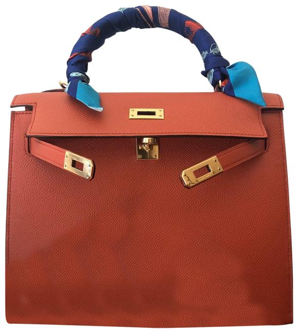 Hermes Kelly 25 Sellier Epsom In Orange Leather Shoulder Bag