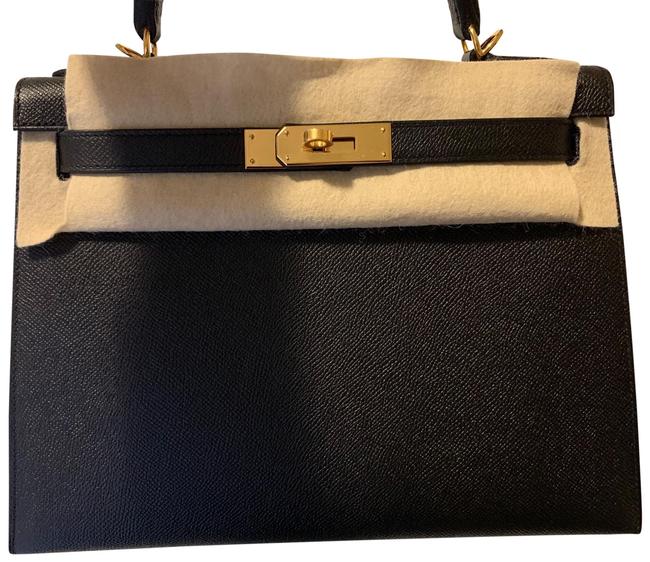 Hermes Kelly 28 Ghw Black Epsom Leather Baguette