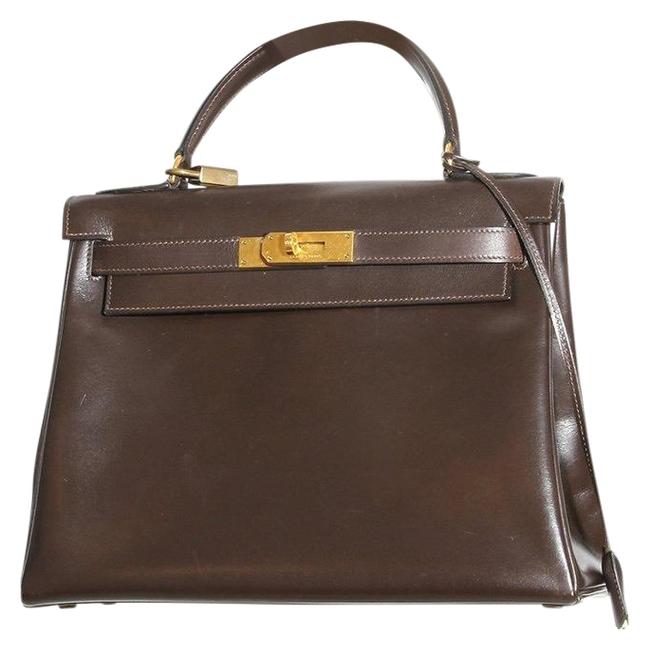 Hermes Kelly 28cm ChocolateBrown Leather Shoulder Bag