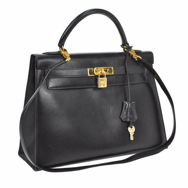 Hermes Kelly 32 Cm Black Leather Shoulder Bag