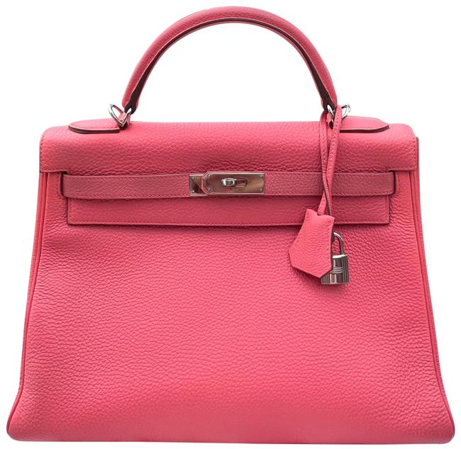 Hermes Kelly 32 Rose Lipstick Pink Leather Satchel