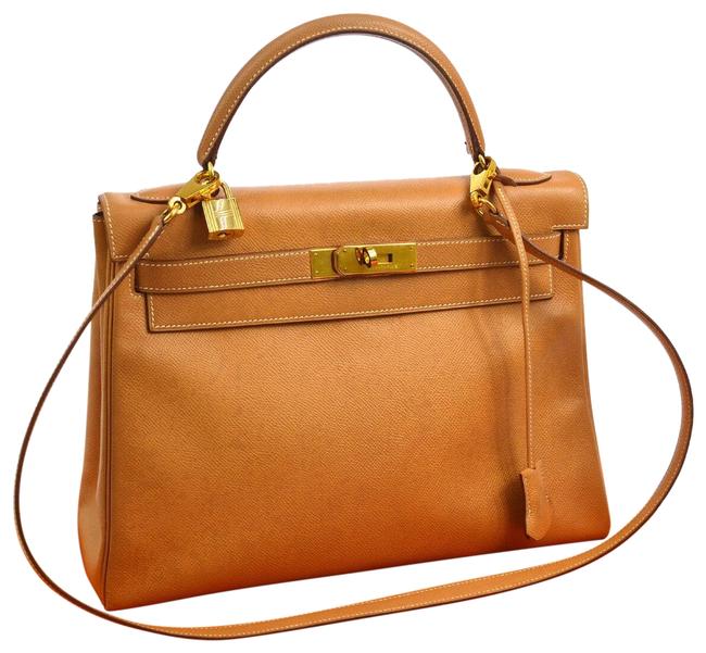 Hermes Kelly 32 Tan Brown Leather Shoulder Bag