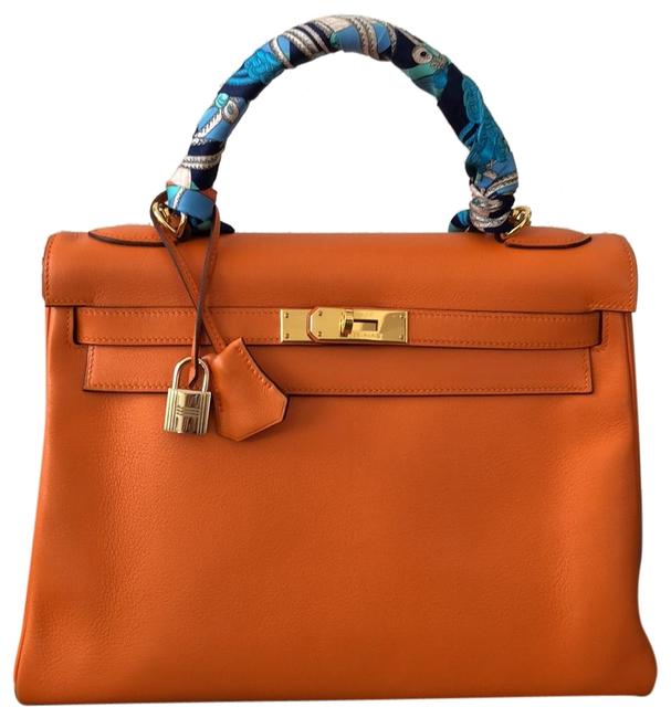Hermes Kelly 32 with Gold Hardware Orange Retourne Satchel