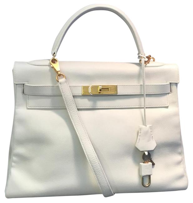 Hermes Kelly 32cm Off White Leather Satchel