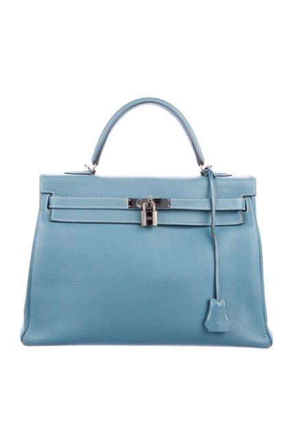 Hermes Kelly 35 Blue Jeans Leather Shoulder Bag