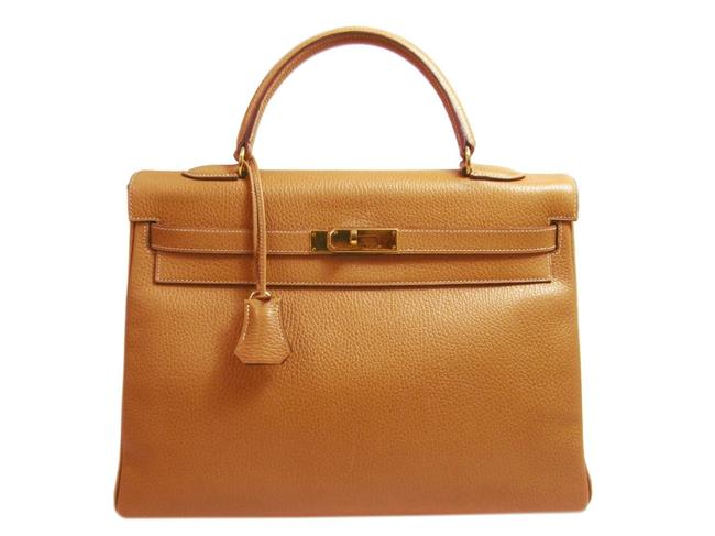 Hermes Kelly 35 Brown Clemence Leather Shoulder Bag