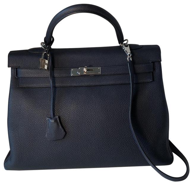Hermes Kelly 35 Cm BlueGray Togo Leather Satchel