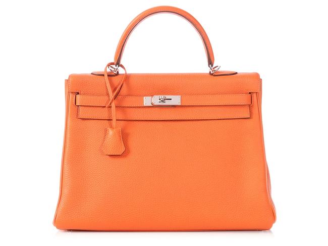 Hermes Kelly 35 Orange Togo Satchel