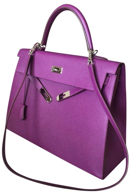 Hermes Kelly 35 Purple Epsom Leather Satchel