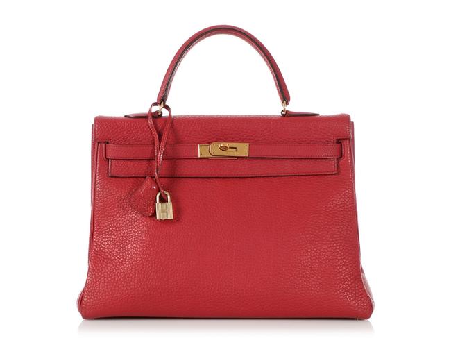 Hermes Kelly 35 Rouge Vif Red Leather Shoulder Bag