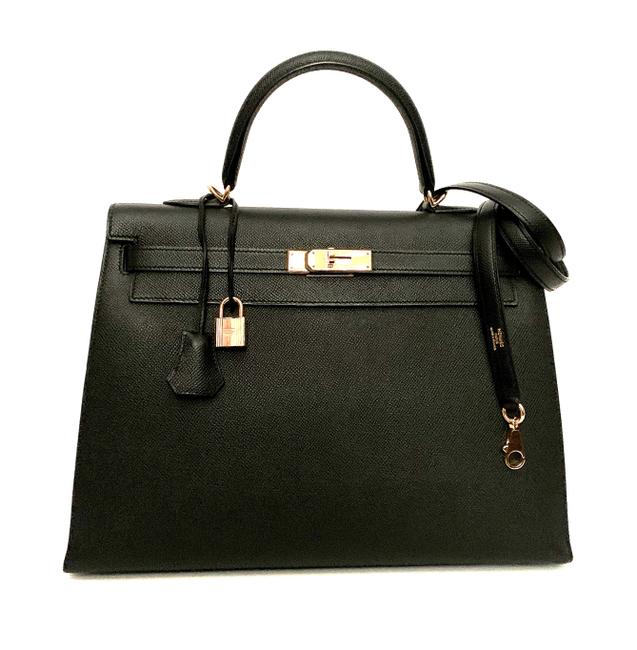 Hermes Kelly 35 Sellier with Gold Hardware Black Epsom Leather Satchel