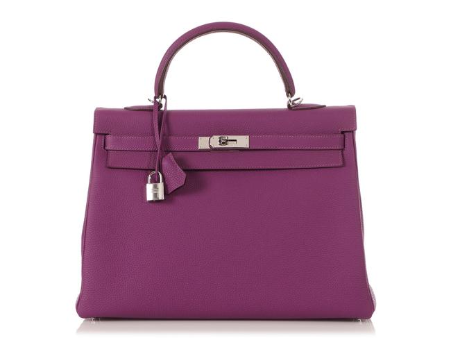 Hermes Kelly 35 Togo Anemone Purple Calfskin Leather Shoulder Bag