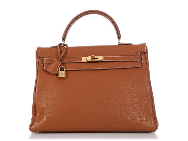 Hermes Kelly 35 Togo Gold Calfskin Leather Shoulder Bag