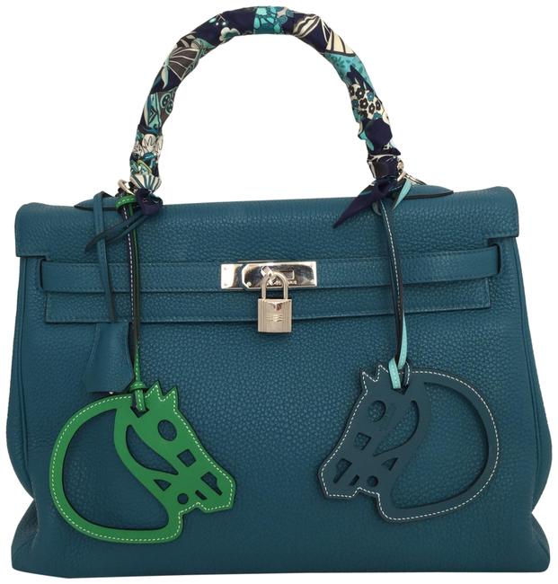 Hermes Kelly 35cm Togo Phw Blue Leather Shoulder Bag