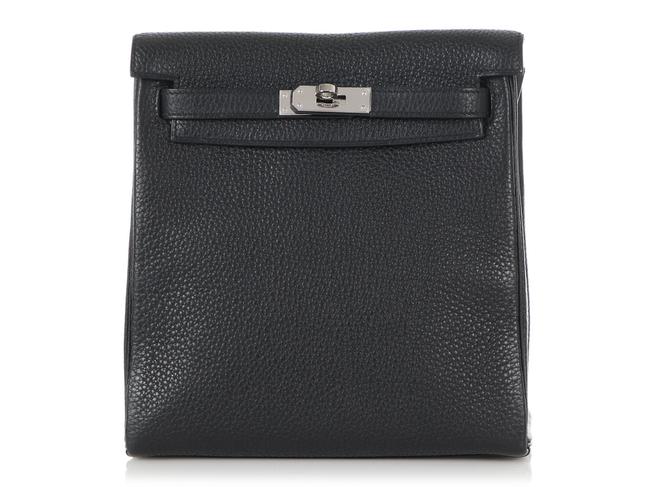 Hermes Kelly Ado 2 Clemence Black Leather Backpack