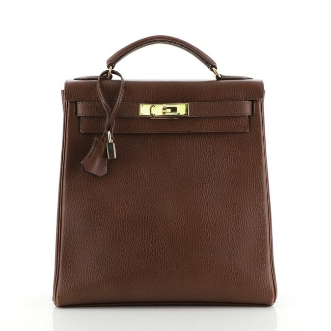 Hermes Kelly Ado Ardennes 28 Brown Leather Backpack
