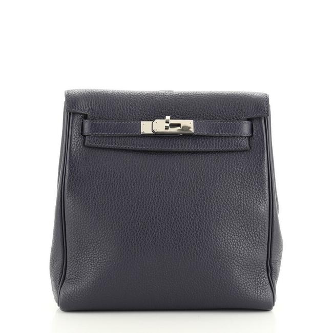 Hermes Kelly Ado Ii Clemence 20 Blue Leather Backpack