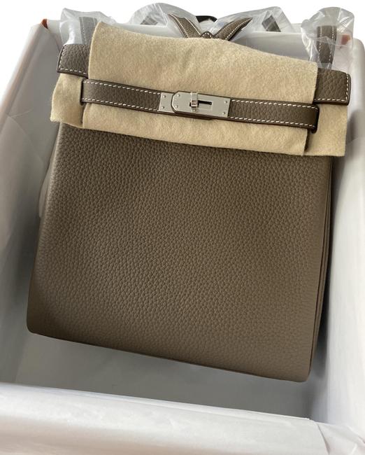 Hermes Kelly Ado Ii Etoupe Calfskin Leather Backpack