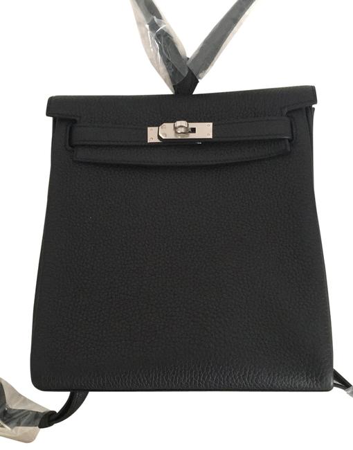 Hermes Kelly Ado Ii Noir Black Leather Clemence Backpack