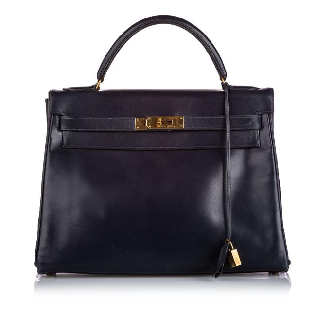 Hermes Kelly Box Retourne 28 Black Leather Shoulder Bag