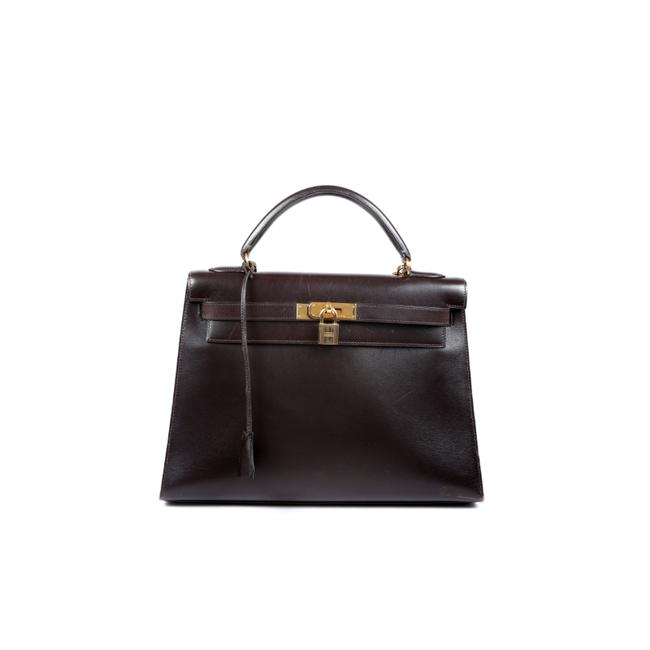 Hermes Kelly Box Vintage Retourne 32 Noir Leather Satchel