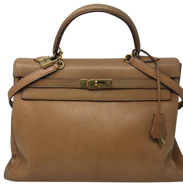 Hermes Kelly Camel Leather Buffalo Satchel