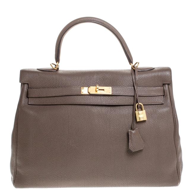 Hermes Kelly Chocolat Togo Gold Hardware Retourne 35 Brown Leather Clutch