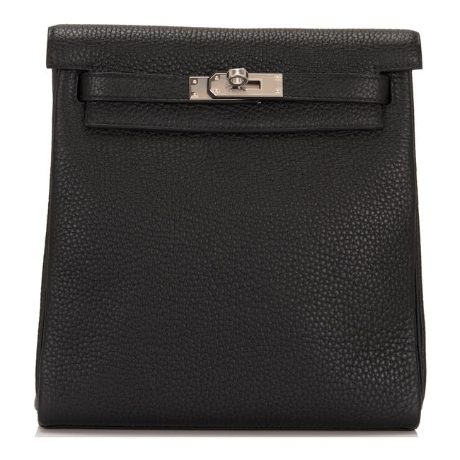 Hermes Kelly Clemence Ado Ii Palladium Hardware Black Leather Backpack