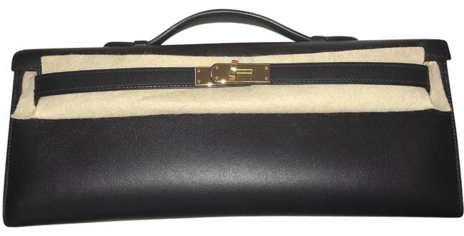 Hermes Kelly Cut Black Swift Leather Clutch