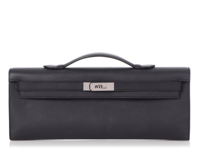 Hermes Kelly Cut Swift Indigo Blue Leather Clutch