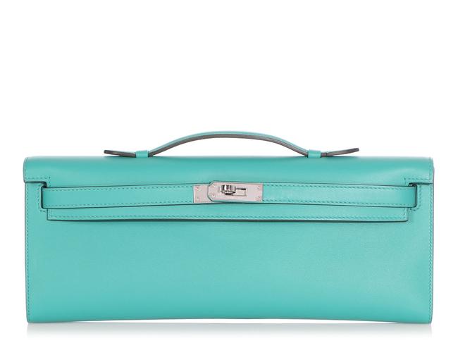 Hermes Kelly Cut Swift Vert Verone Green Leather Clutch