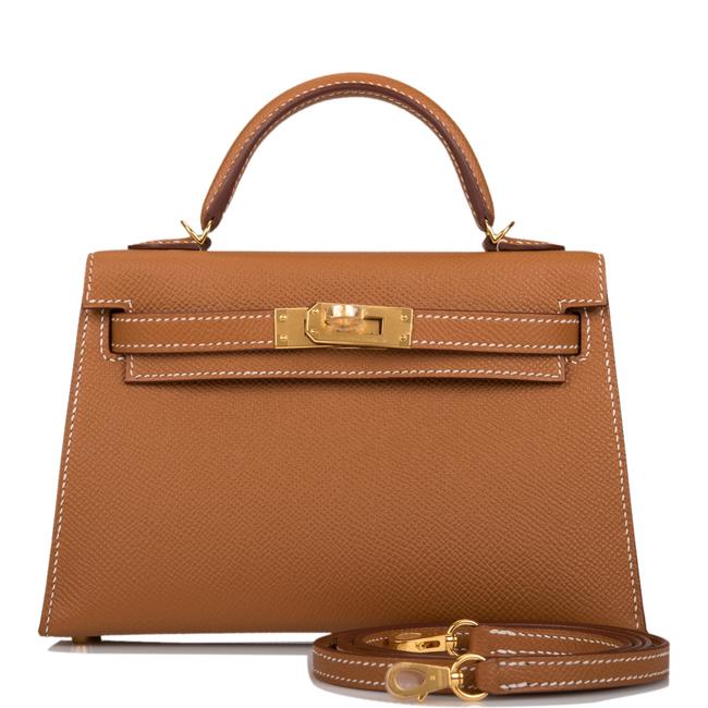 Hermes Kelly Epsom Sellier 20cm Hardware Gold Leather Cross Body Bag