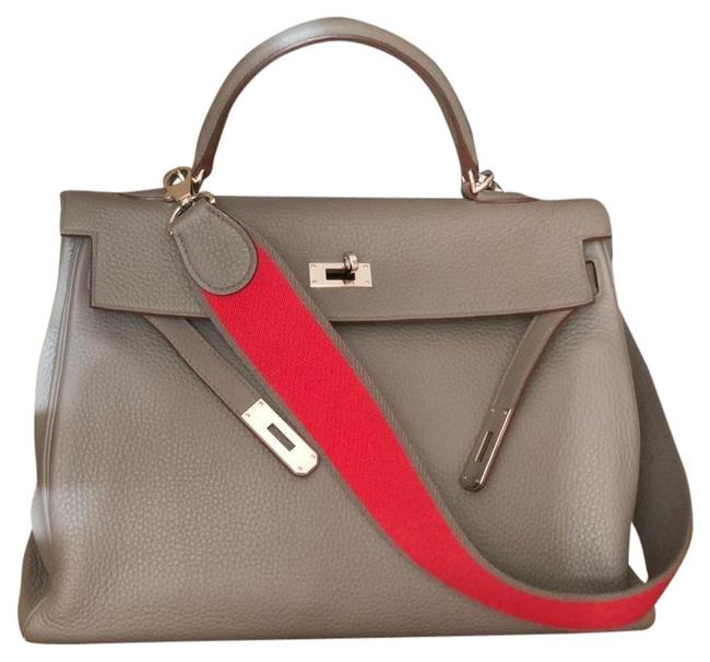 Hermes Kelly Etain Clemence Leather Satchel