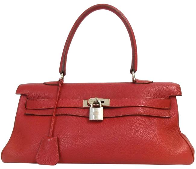 Hermes Kelly Handbag Red Leather Tote