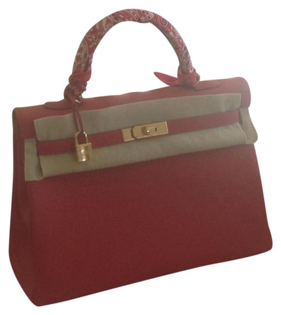 Hermes Kelly Ii Retourne 35 Cm Veau Togo Red Leather Tote