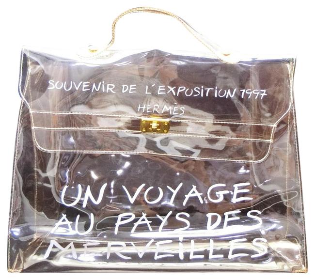 Hermes Kelly L Limited Edition Lexposition Souvenir 230483 Clear Vinyl Satchel