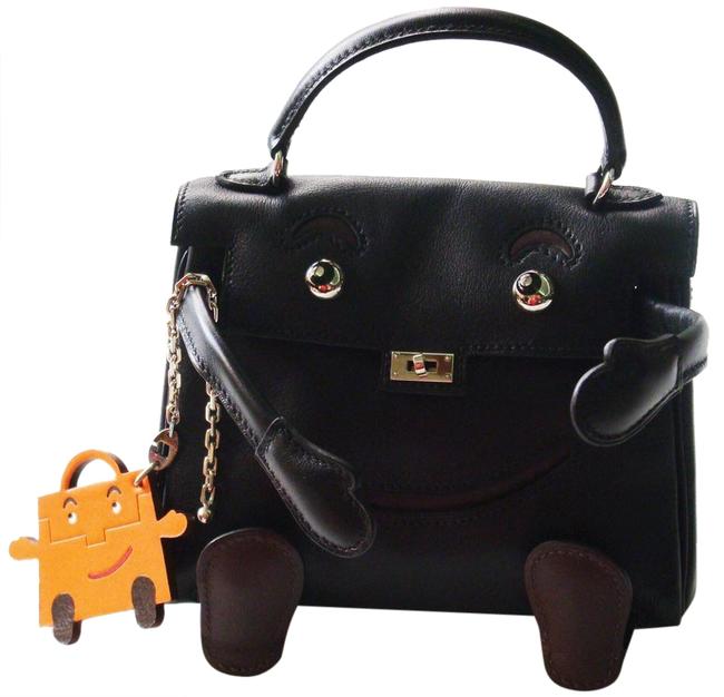 Hermes Kelly NoirBlack Swift Leather Clutch