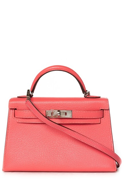 Hermes Kelly Rose Lipstick Chevre Mini Sellier Ii 20 Pink Leather Satchel