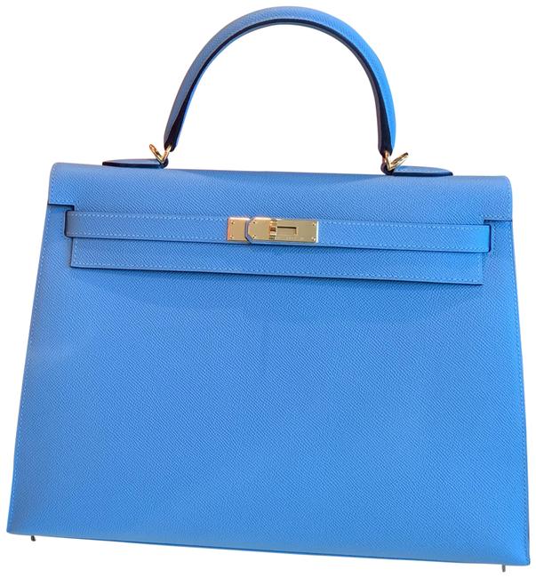 Hermes Kelly Sellier "Bleu Du Nord" 35 Ghw Blue Epsom Shoulder Bag
