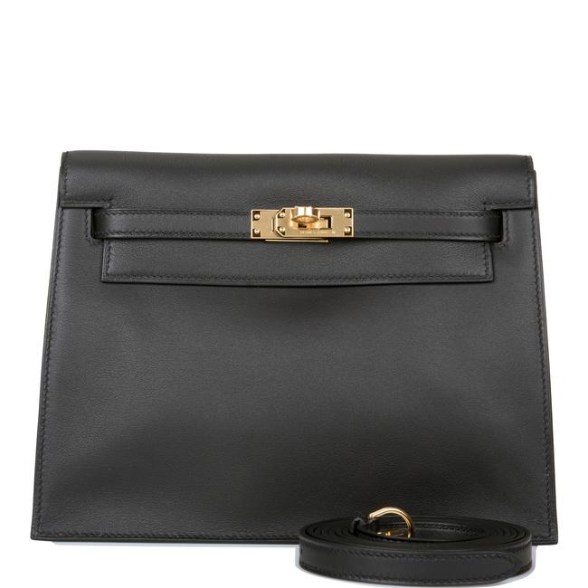 Hermes Kelly Swift Danse Gold Hardware Black Leather Cross Body Bag