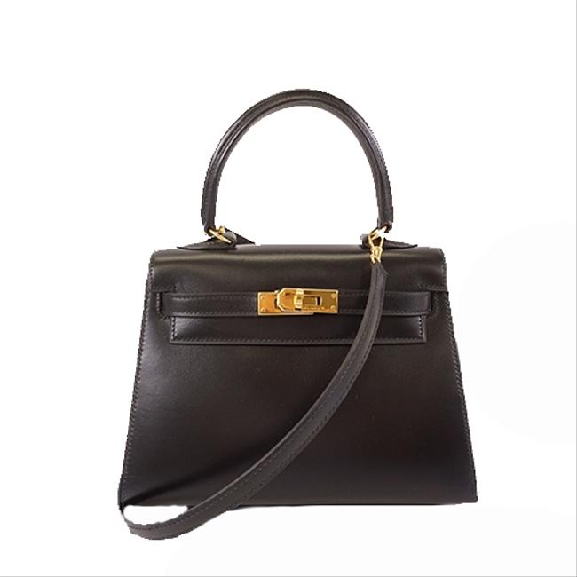 Hermes Kelly20 Womens Handbag Black Box Calf Leather Shoulder Bag