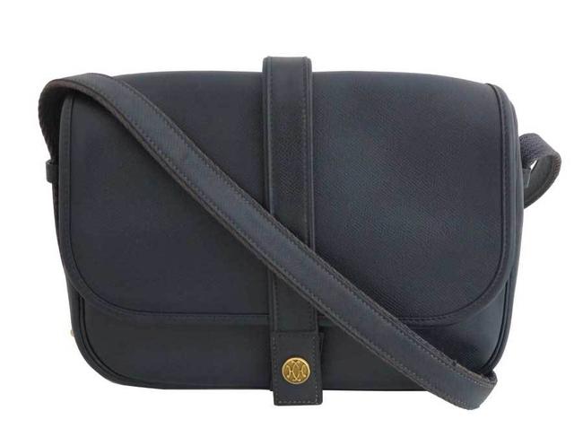 Hermes Ladies E43804 Navy LeatherCanvas Shoulder Bag