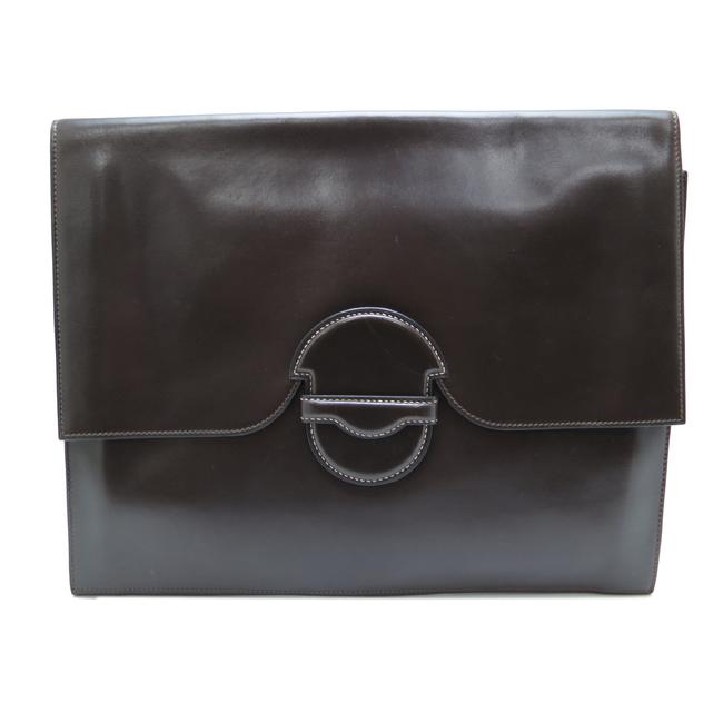 Hermes Ladies Mens BrownChocolatChocolat Box Calf Leather Clutch